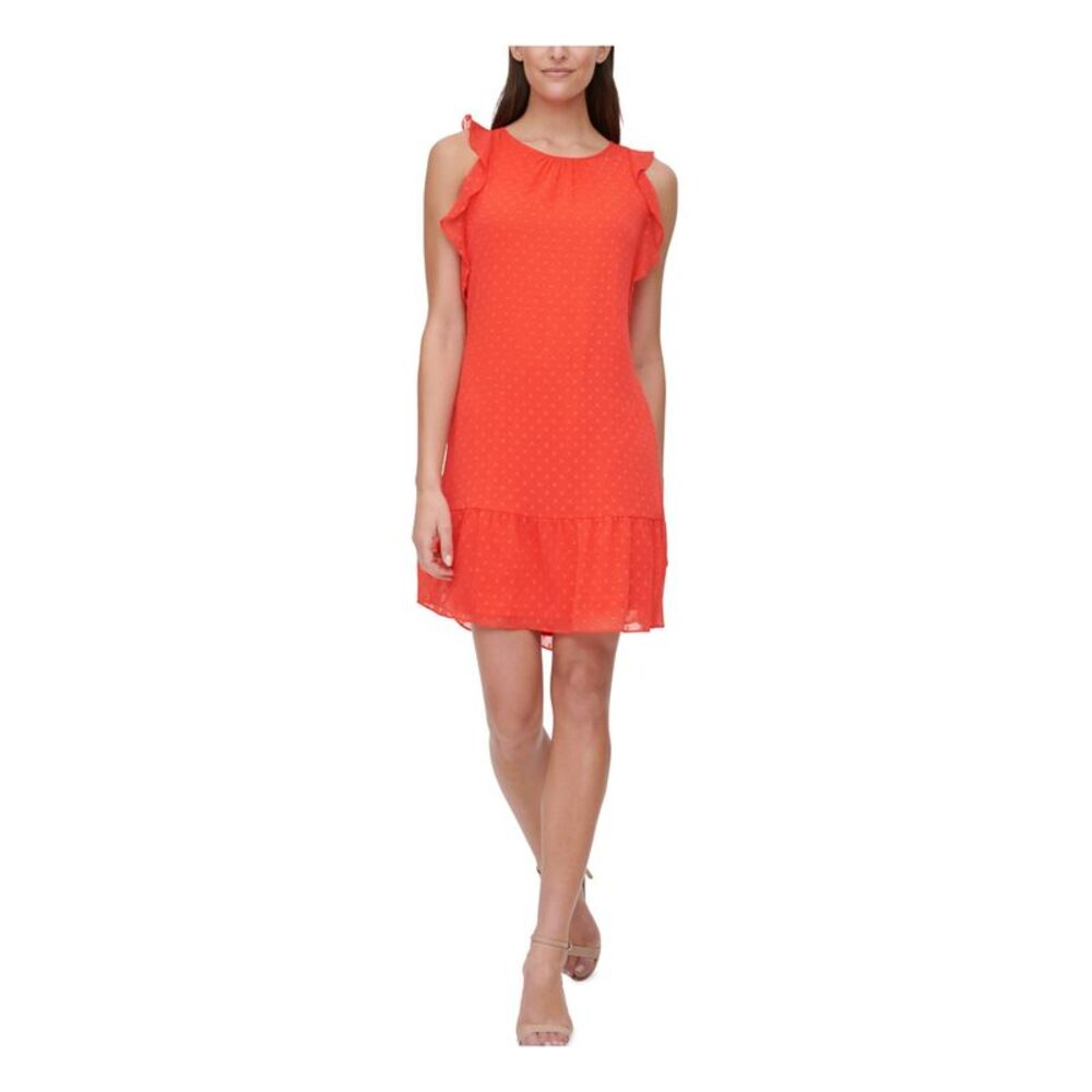 TOMMY HILFIGER Womens Red Back Sleeveless Above The Knee Party Shift Dress 12